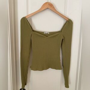 Reformation green ribbed top, size small